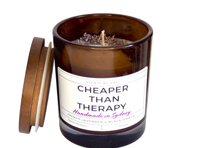 Lavender candle scented with lavender florals